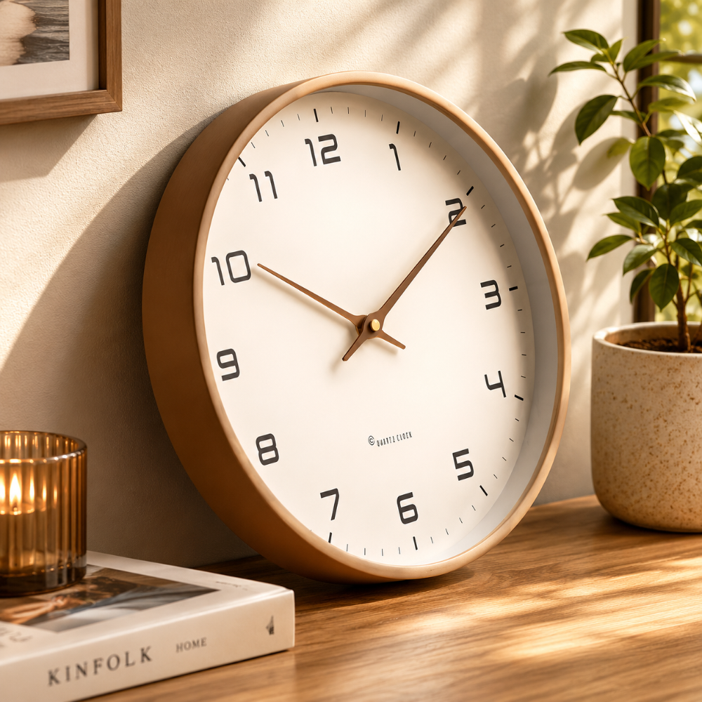 Geräuschlose runde moderne dekorative Wanduhr als Wohnakzent
