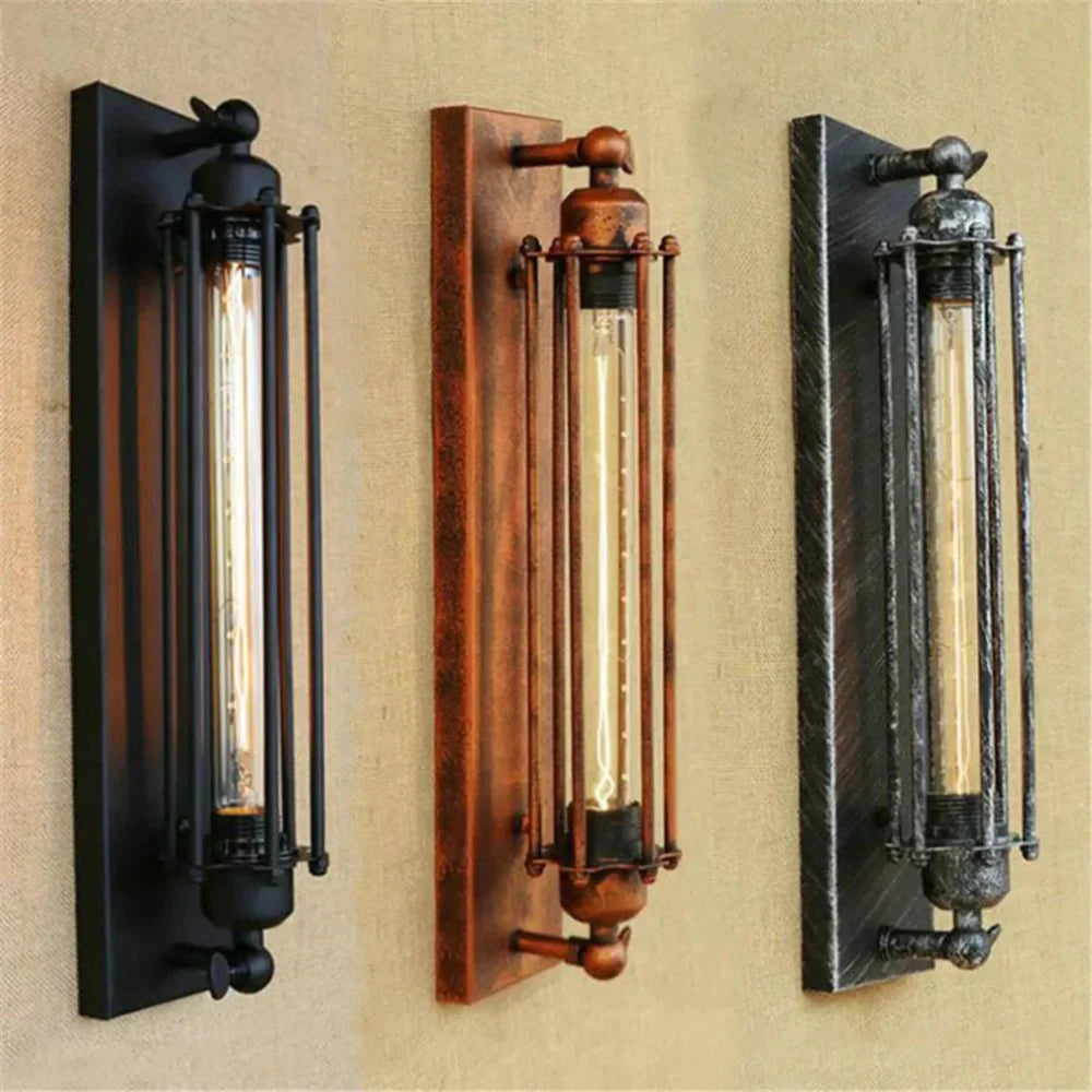 Schmale Vintage-Wandleuchte aus Metall zur Wandmontage für Innenräume