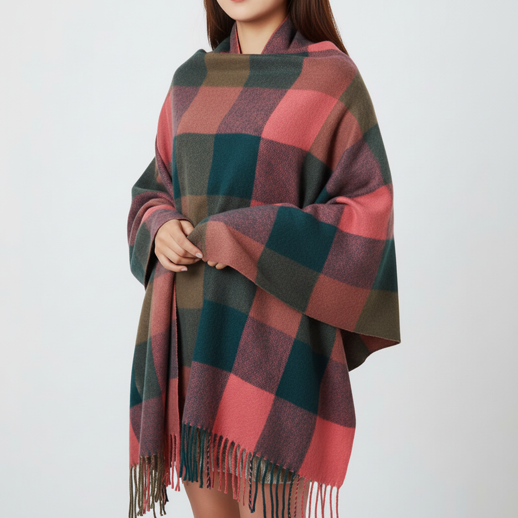 Blødt oversized sjal med diamantmønster