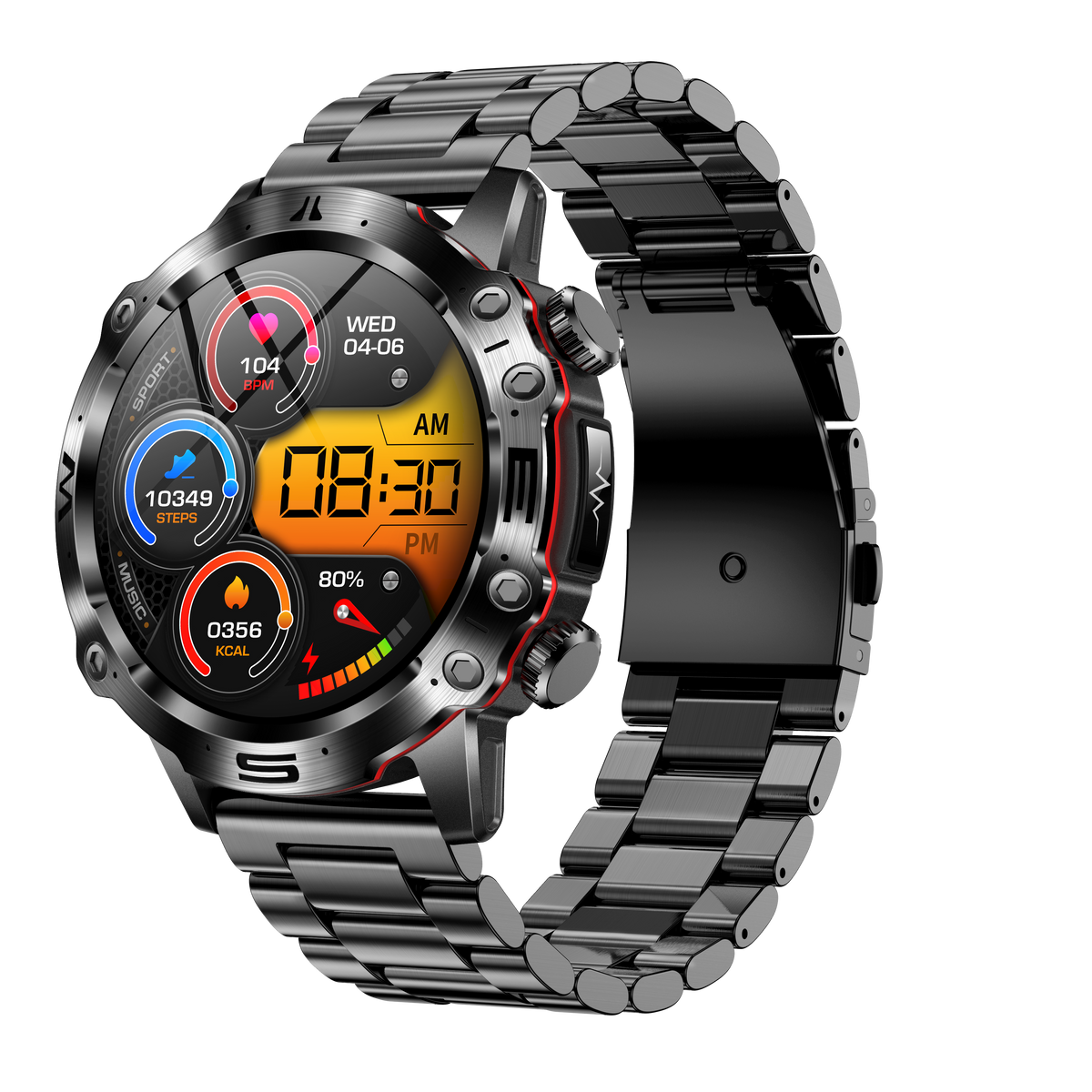 Fitness-Smartwatch mit AMOLED-Touchscreen, EKG, Blutdruckmessung und Bluetooth-Anruffunktion