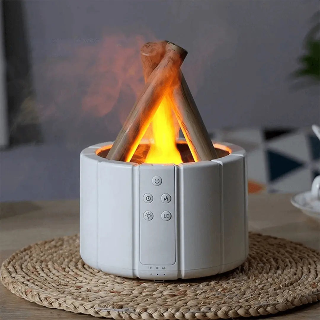 Ultraschall-Aromatherapie-Luftbefeuchter mit flackerndem Lagerfeuer-Flammeneffekt