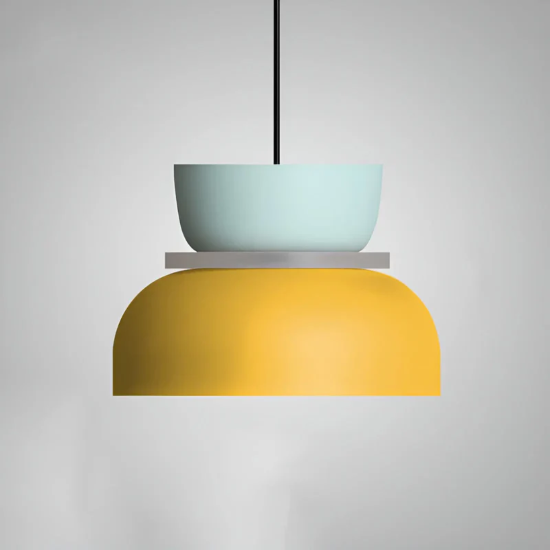 Pendelleuchte mit Macaron-Metalldom, mehreren Farben und einer Glühbirne