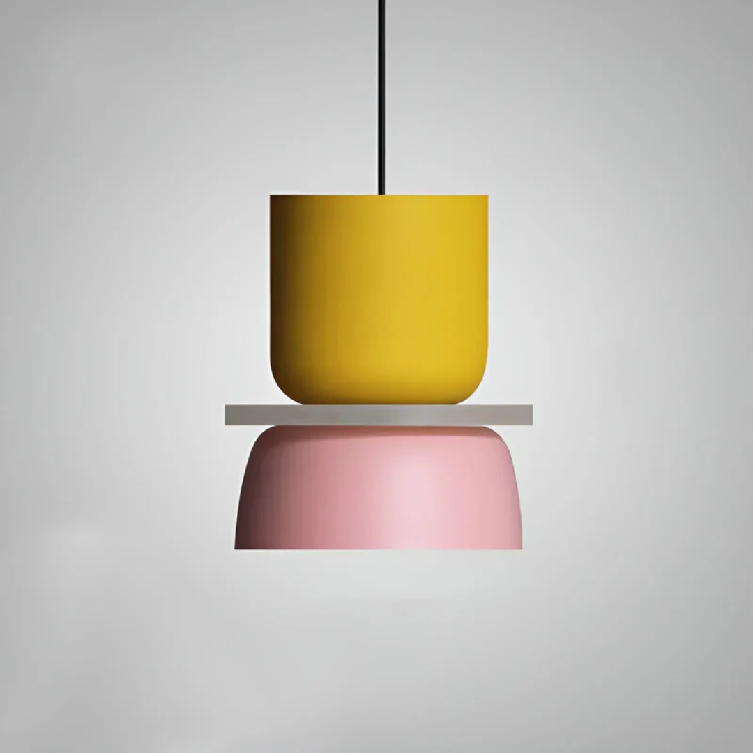 Pendelleuchte mit Macaron-Metalldom, mehreren Farben und einer Glühbirne