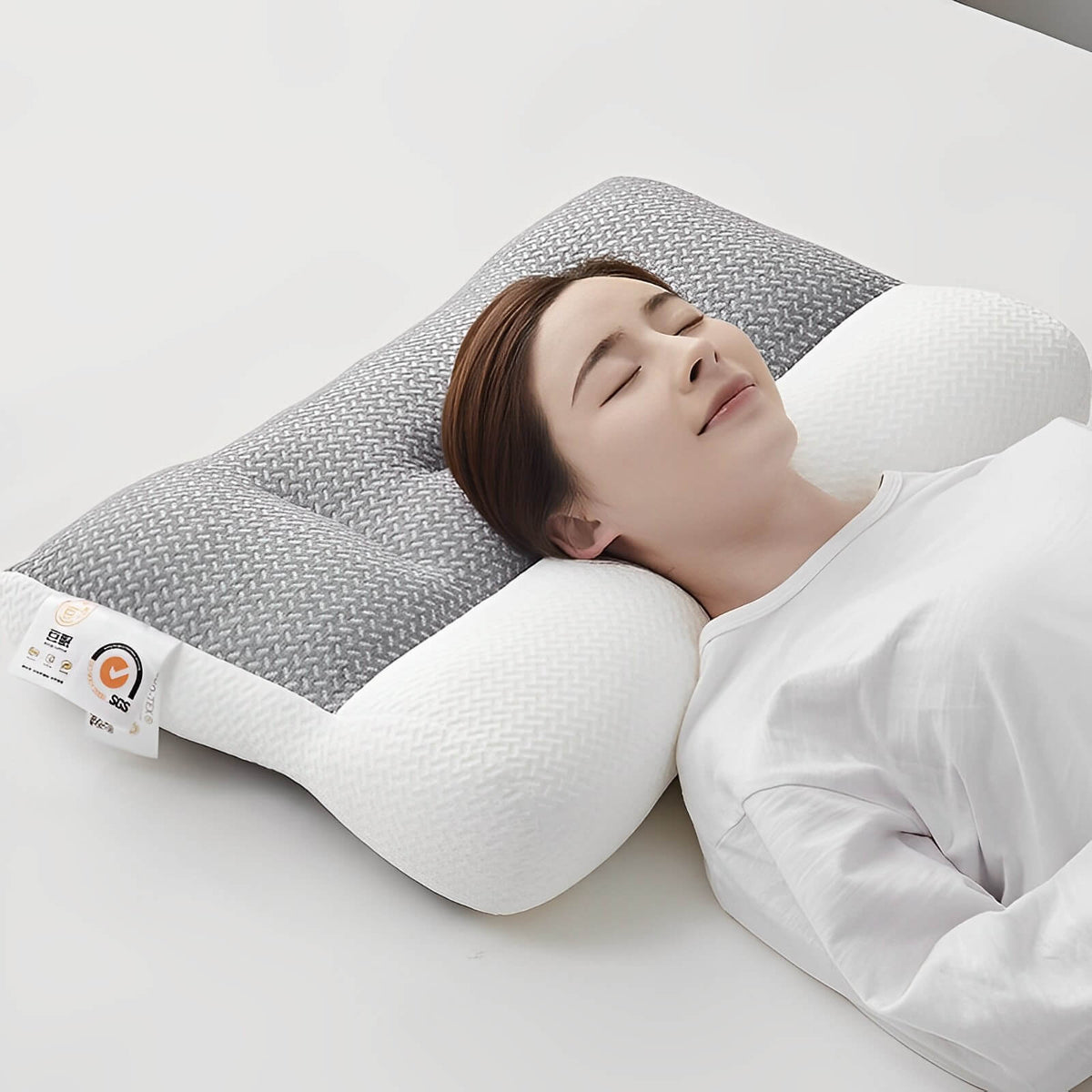 Konturiertes orthopädisches Nackenstützkissen aus atmungsaktivem, hypoallergenem Memory-Schaum