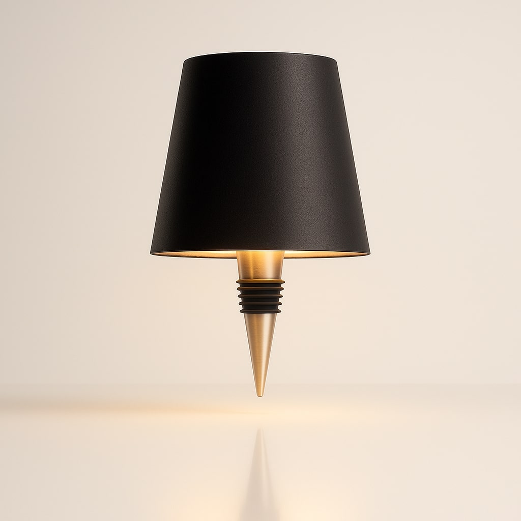 Kabellose, wiederaufladbare Tischlampe als Flaschenaufsatz mit einstellbarer Lichtstimmung