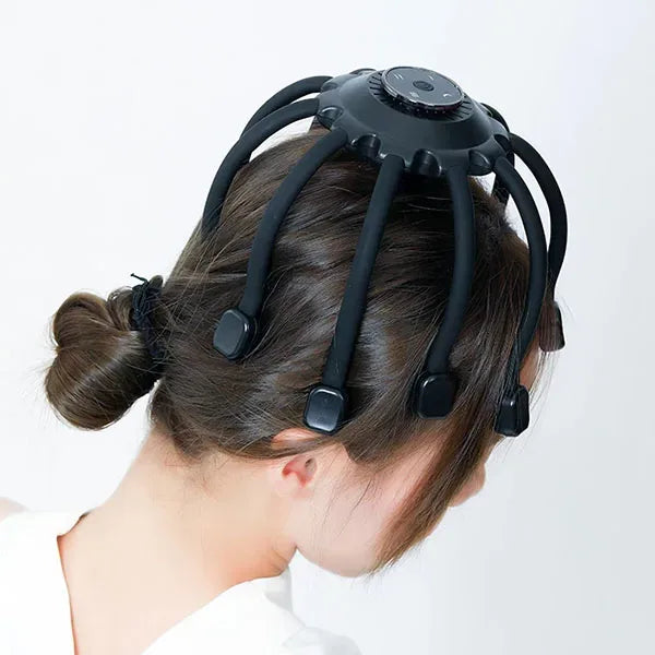 Ergonomisches elektrisches Bluetooth-Kopfmassagegerät mit mehreren vibrierenden Aufsätzen