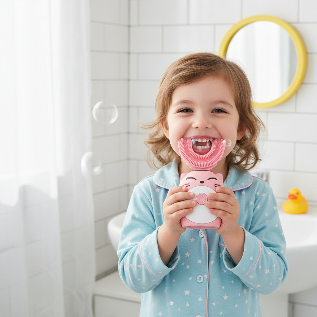 Ergonomische weiche elektrische Schallzahnbürste für Kinder
