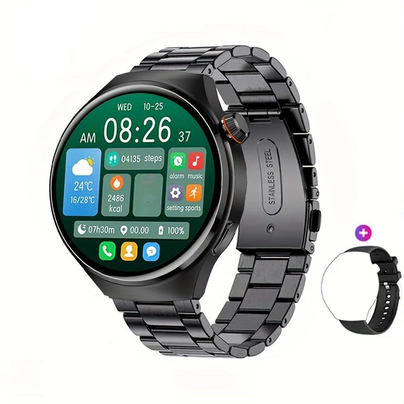 Runde Fitness-Tracker-Smartwatch mit Touchscreen, NFC und GPS für Herren