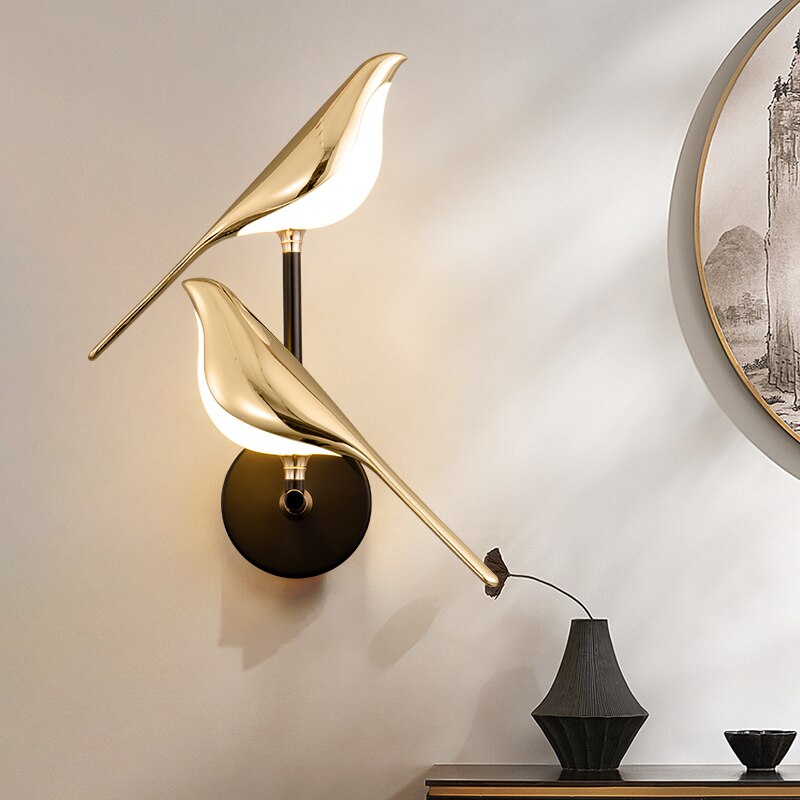 Skulpturale, magnetische, verstellbare Wandleuchte mit Vogelsilhouette