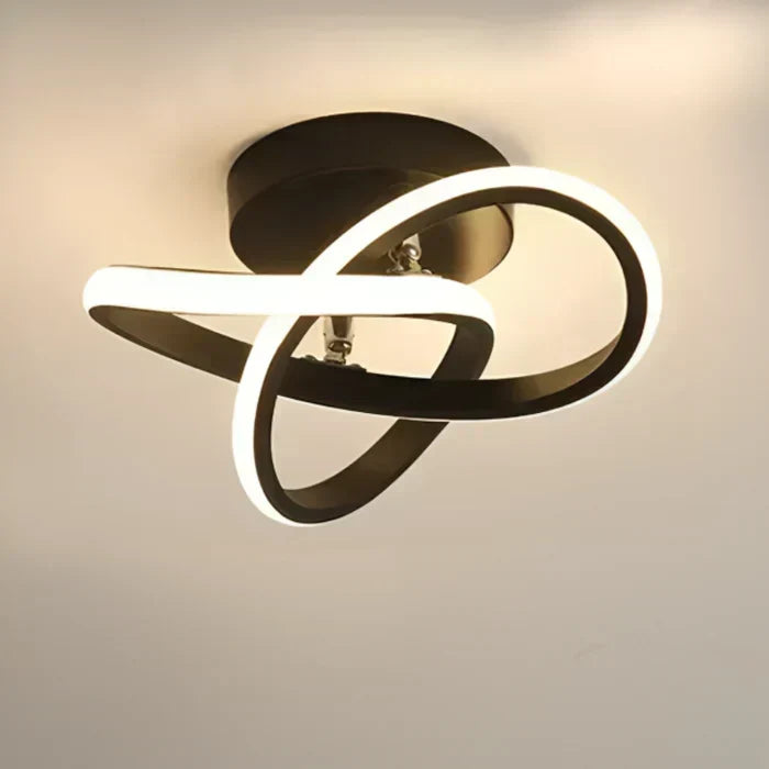 Moderne Deckenleuchte aus Aluminium und Acryl mit zwei Ringen und bündiger Montage