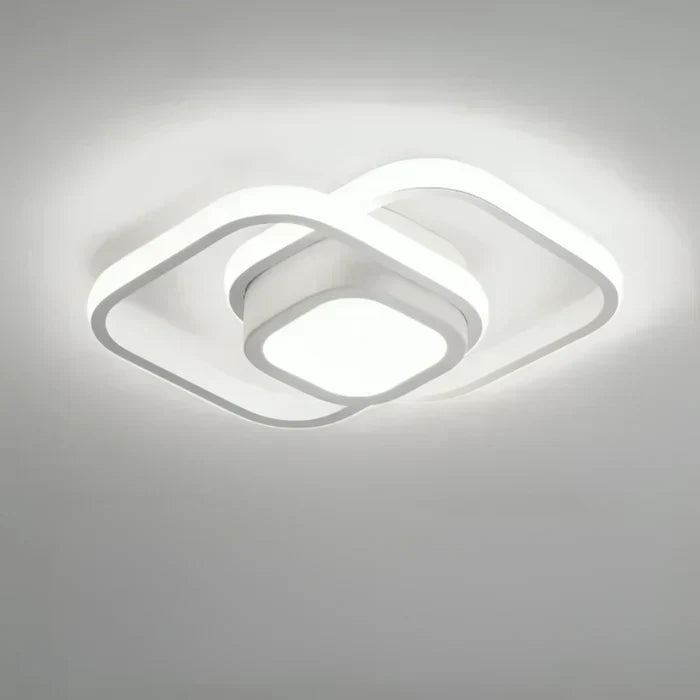 Moderne Deckenleuchte aus Aluminium und Acryl mit zwei Ringen und bündiger Montage