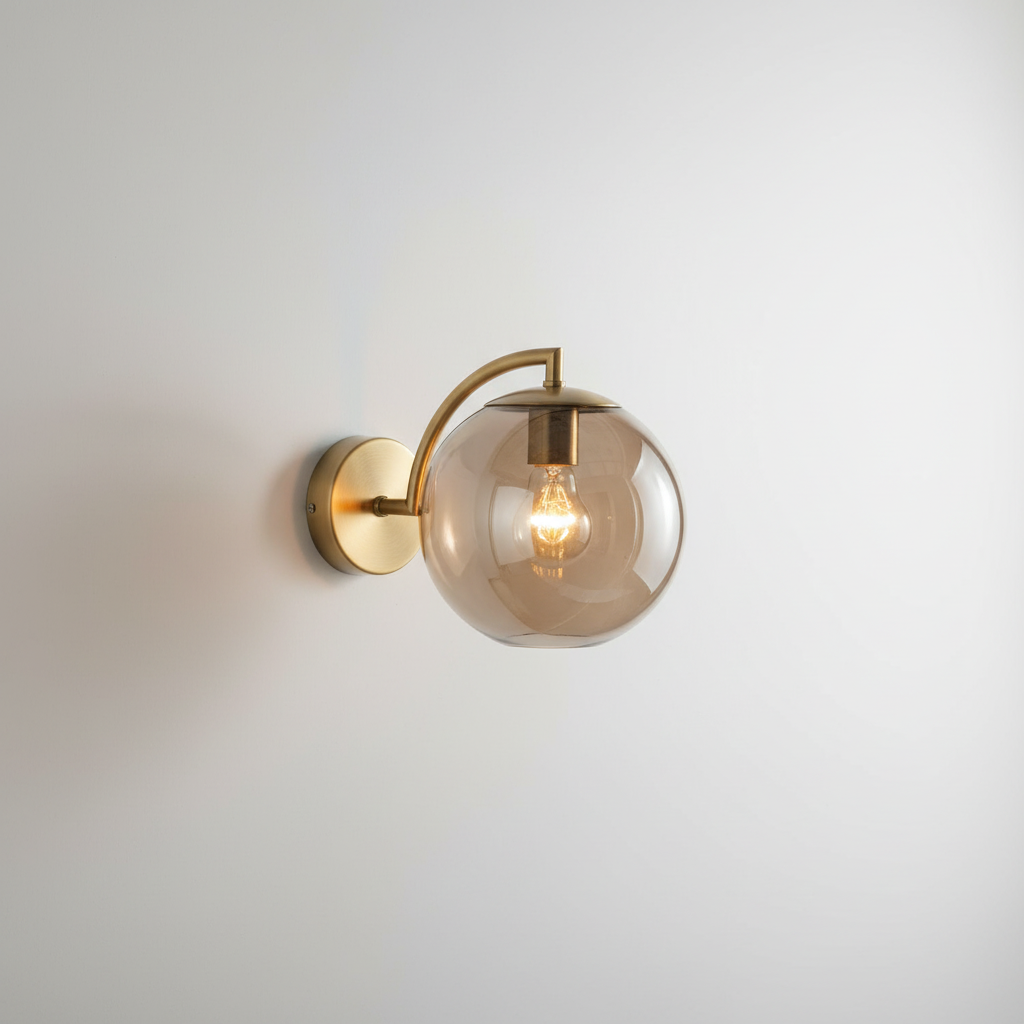 Nordische minimalistische Wandleuchte aus Metall mit schlanker Glassphäre