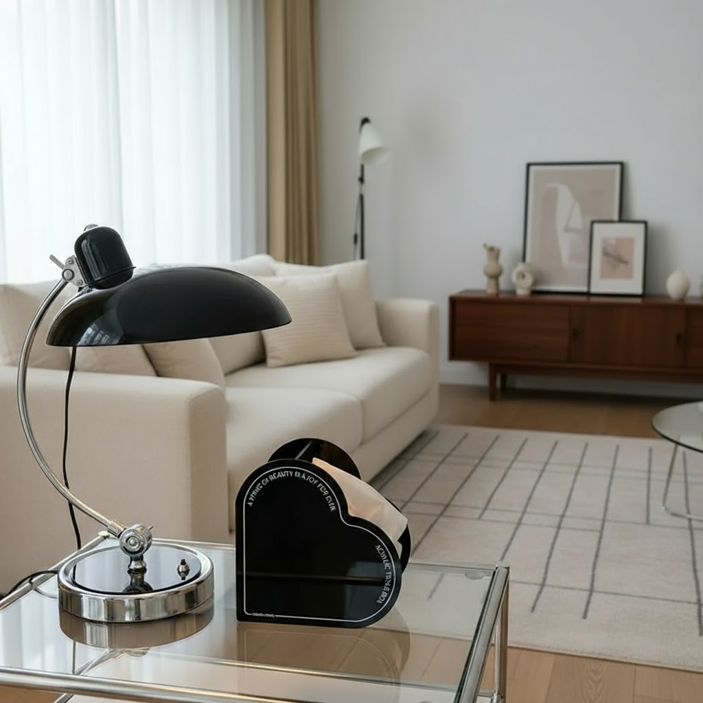 Skulpturale Chrom-Tischlampe mit geschwungenem Arm im Bauhaus- und skandinavischen Stil