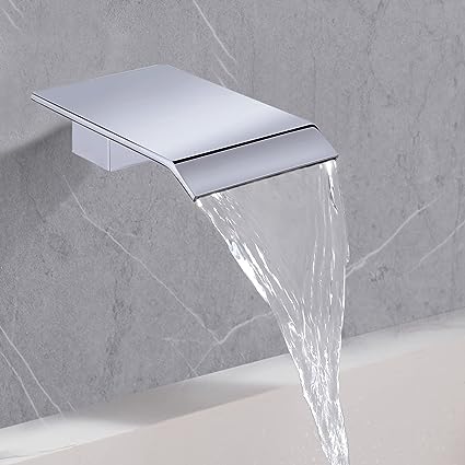 Minimalistisk berøringsfri vandfaldshane til badeværelset, vægmonteret med massivt design