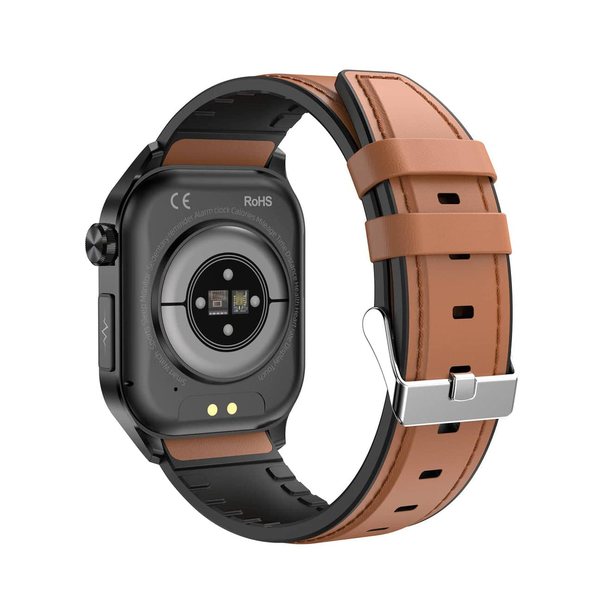 Kompakt smartwatch med touchscreen, sundhedsovervågning samt EKG- og blodtrykssporing