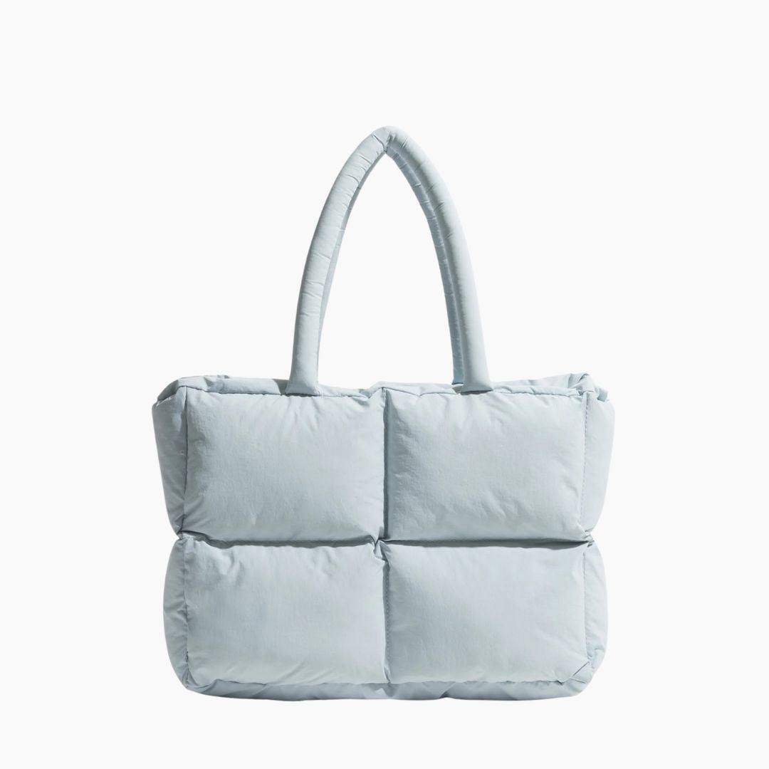 Vatteret, pufferdesignet skuldertaske i nylon med rummeligt laptoprum