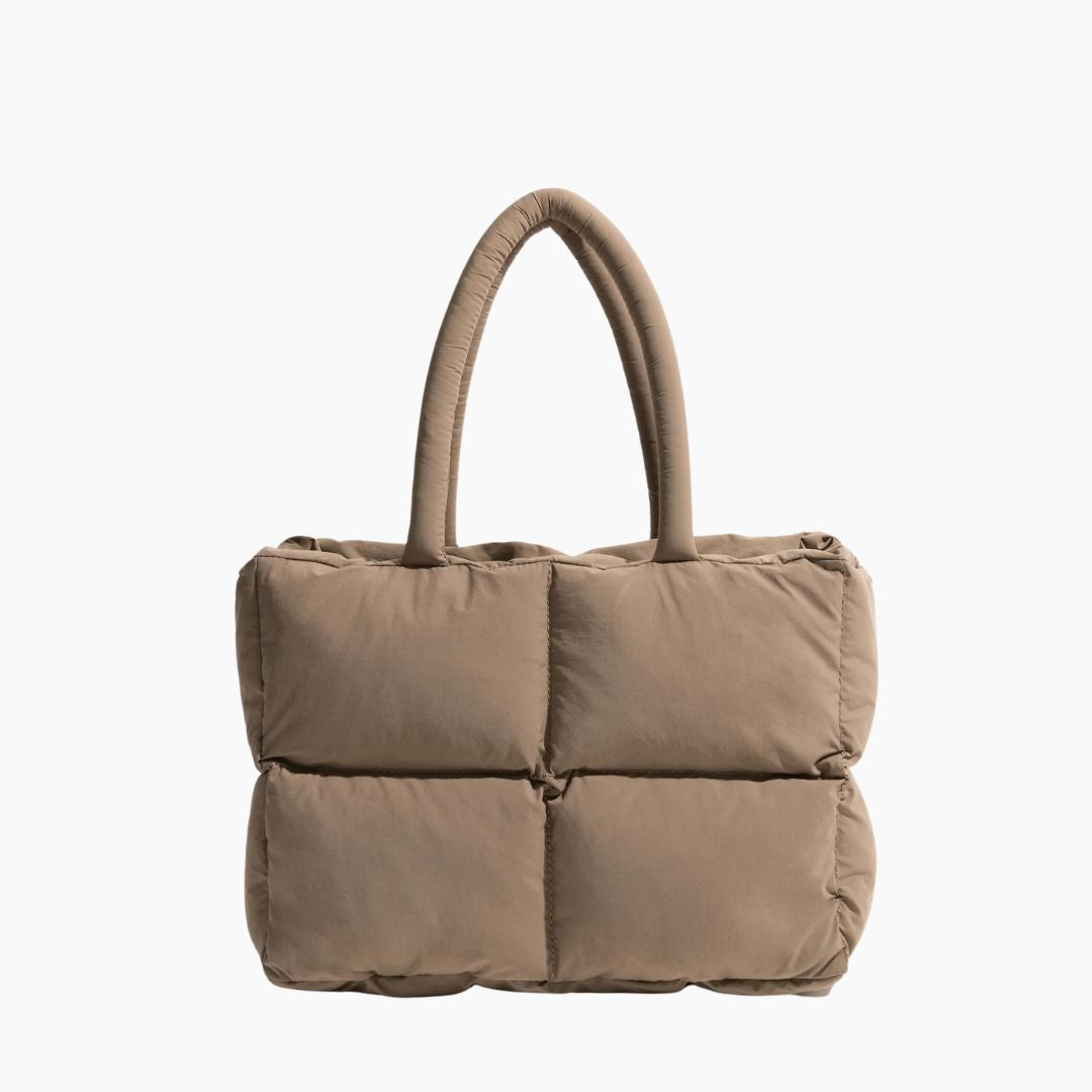 Vatteret, pufferdesignet skuldertaske i nylon med rummeligt laptoprum