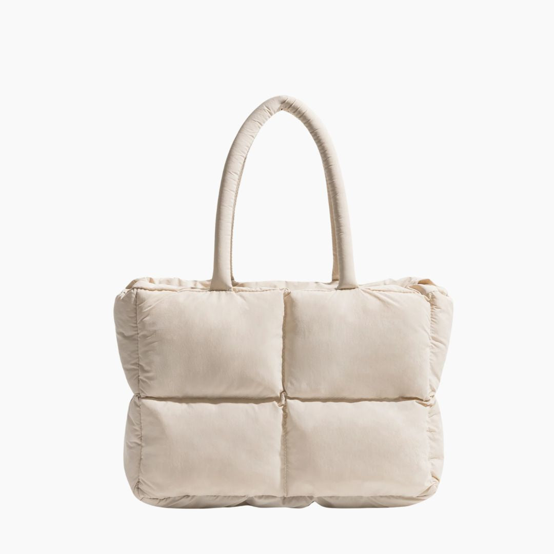 Vatteret, pufferdesignet skuldertaske i nylon med rummeligt laptoprum