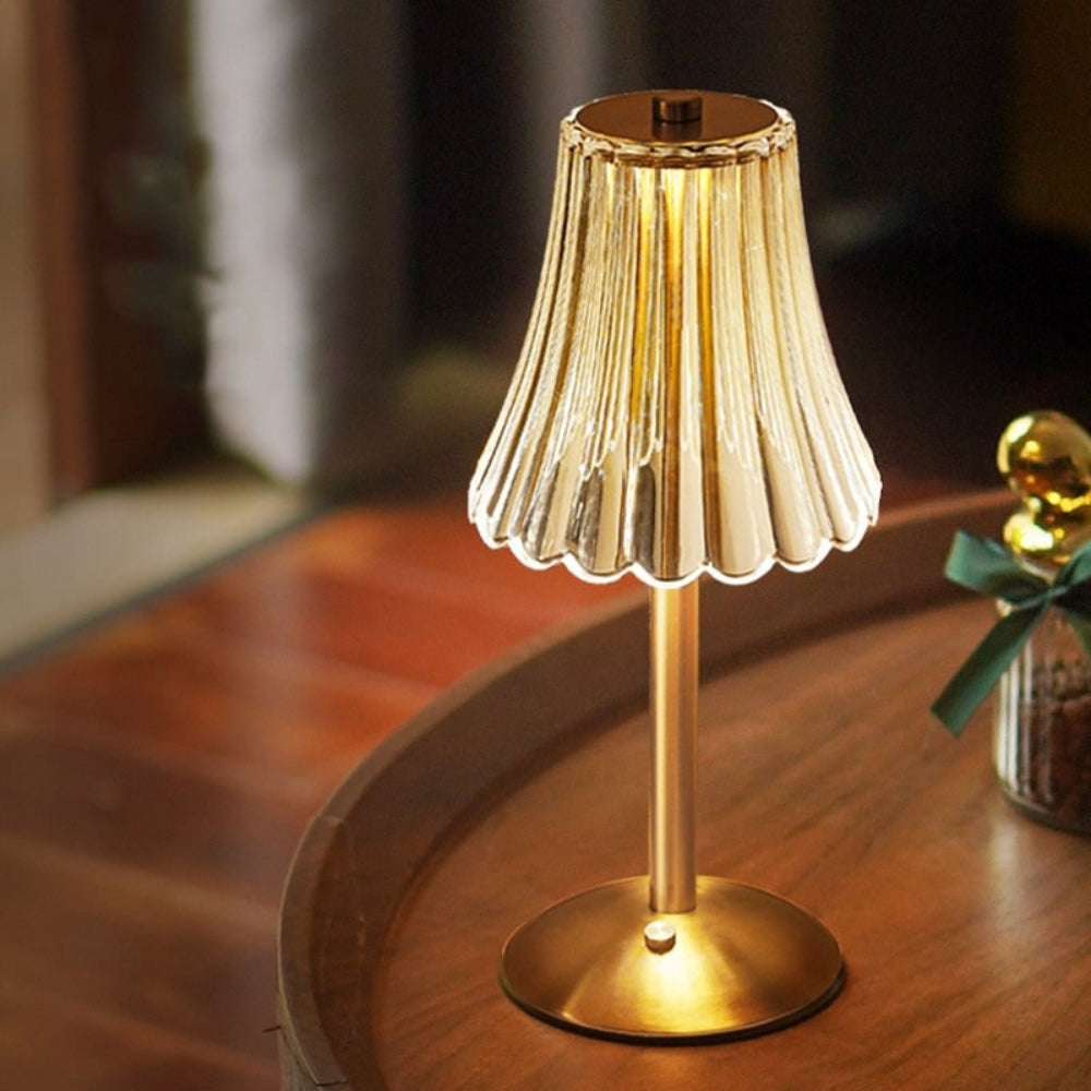 Facettierte kabellose, wiederaufladbare dimmbare Tischlampe aus Kristall mit Touch-Steuerung