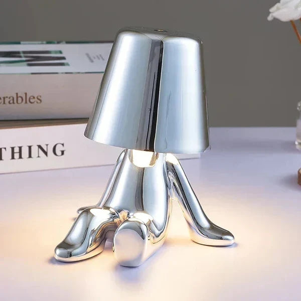 Skulpturale, dimmbare, wiederaufladbare, kabellose Tischlampe aus Aluminium und Harz mit Ambientebeleuchtung