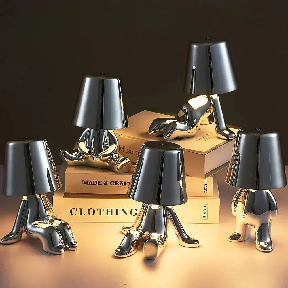 Skulpturale, dimmbare, wiederaufladbare, kabellose Tischlampe aus Aluminium und Harz mit Ambientebeleuchtung