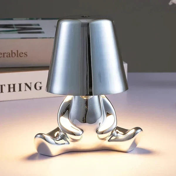Skulpturale, dimmbare, wiederaufladbare, kabellose Tischlampe aus Aluminium und Harz mit Ambientebeleuchtung