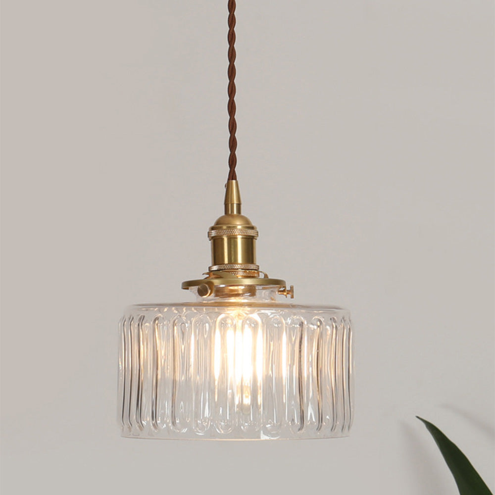 Vintage-Pendelleuchte aus zylindrischem Kristallglas mit verstellbarer Höhe