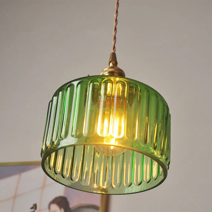 Vintage-Pendelleuchte aus zylindrischem Kristallglas mit verstellbarer Höhe
