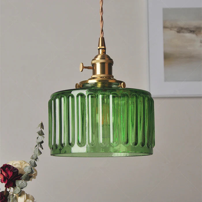 Vintage-Pendelleuchte aus zylindrischem Kristallglas mit verstellbarer Höhe